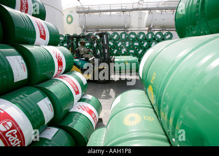Öl Herstellung Schmierstoffe, Industrie, Erdöl Nahost Schmierstoffe Anlage Jebel Ali Free Zone Dubai VAE Stockfoto