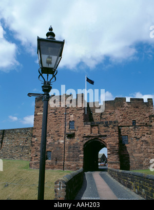 Roter Sandstein äußeren Torhaus von Carlisle Castle, Carlisle, Cumbria, England, UK. Stockfoto