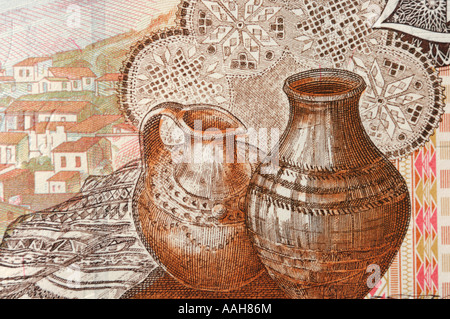 Griechische Antike Keramik Muster auf Zypern ein Pfund Rechnung Stockfoto