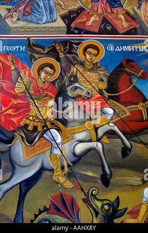 St. Bogoroditsa Kirche innen Fresken Sveti Georgi und Dimitur Lovech Bulgarien Osteuropa Stockfoto