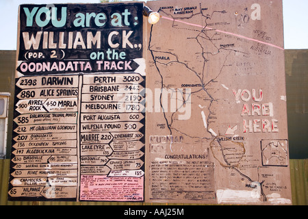 Schlamm-Karte von The Pink Road House William Creek Oodnadatta Track Outback Australien Südaustralien getan Stockfoto