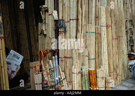 Hanoi Bambus Straße alte Viertel Asien Indochina Rohre Stockfoto