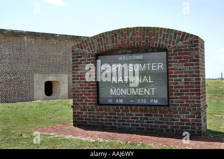 Marker für Fort Sumter National Monument Charleston, South Carolina Stockfoto