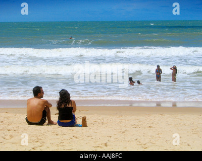 Strandleben am Praia Strand von Ponta Negra in Natal, Brasilien Stockfoto