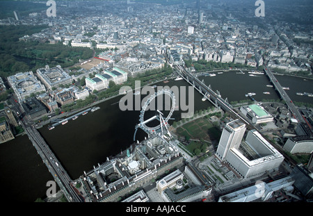 Luftaufnahme des London Eye Stockfoto