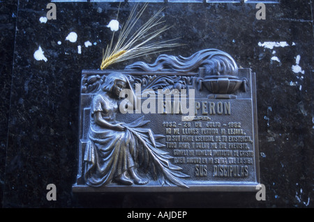 Eva Peron Grab, Friedhof La Recoleta, Buenos Aires, Argentinien Stockfoto