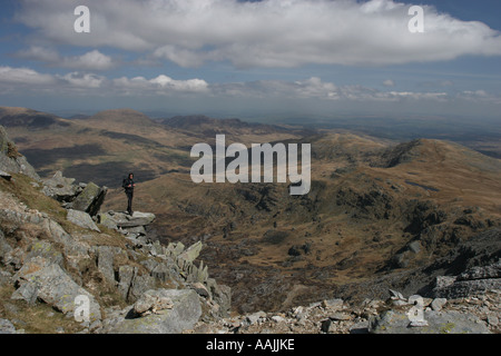 Blick vom Glyder Fach nach Osten in Richtung Llyn Caseg Fraith und Y Foel Goch Stockfoto