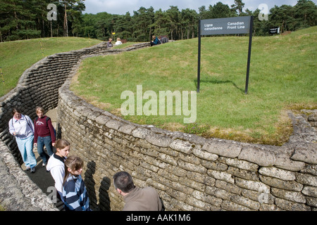 Besucher zu Fuß, im ersten Weltkrieg Gräben bei Vimy Ridge Nordfrankreich Stockfoto