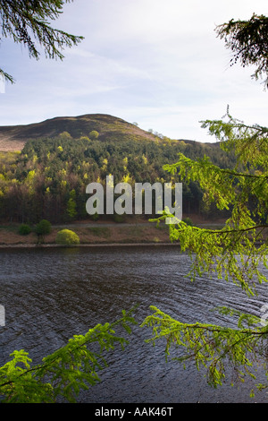 Blick in Richtung Whinstone Lee Tor aus Ladybower Vorratsbehälter im Derwent Valley Stockfoto