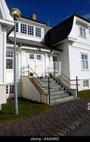 Höfði-Haus in Reykjavík, Island, wo sich die Präsidenten Reagan und Gorbatschow im Oktober 1986 trafen, um die strategische Verteidigungsinitiative zu erörtern. Stockfoto