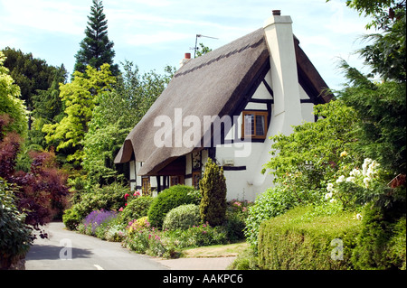 Eine strohgedeckte Hütte im Dorf von kleinen Comberton in Worcestershire UK Stockfoto