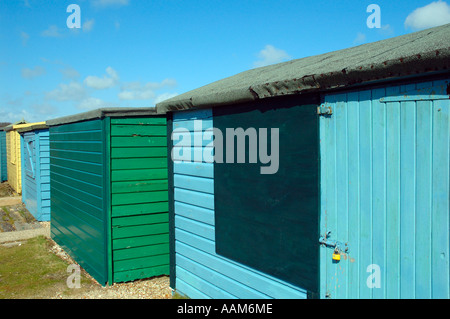 Hütten The Duver, Bembridge Harbour, Bembridge, Isle of Wight, England, GB, GB. Stockfoto