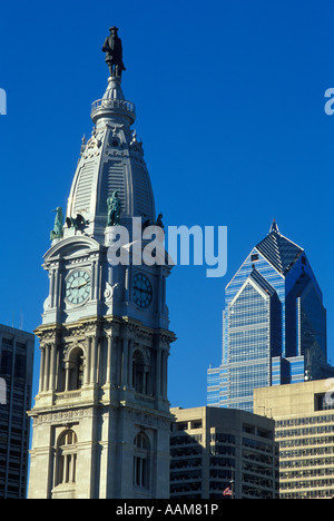 WILLIAM PENN STATUE AUF RATHAUS PHILADELPHIA PA Stockfoto