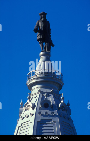 WILLIAM PENN STATUE AUF RATHAUS PHILADELPHIA PENNSYLVANIA Stockfoto