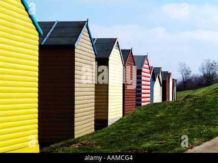 Strandhütten, in der Nähe von Whitstable, Kent, England, UK Stockfoto