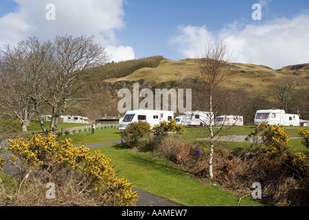 Wohnmobilstellplatz UK Schottland Argyll Oban Norden Ledaig direkt am Meer Stockfoto