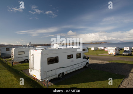 UK Schottland Argyll Oban Norden Ledaig Meer Wohnwagen Standort Wohnmobile Stockfoto