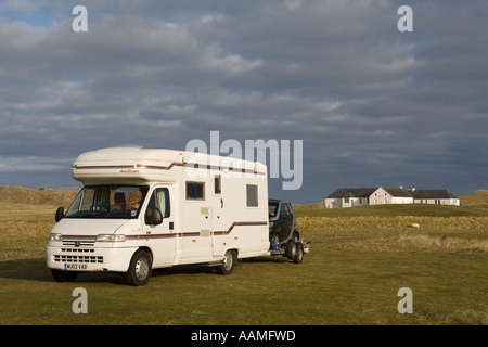 UK Schottland Western Isles Outer Hebrides Barra Traigh Mhor Strand Wohnmobil wildes Campen Stockfoto