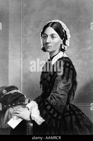 1800S 1870S PORTRAIT FLORENCE NIGHTINGALE BRITISCHE KRANKENSCHWESTER GRÜNDER DER MODERNEN KRANKENPFLEGE IM KRIM-KRIEG-GEMÄLDE VON CHAPPEL 1872 Stockfoto