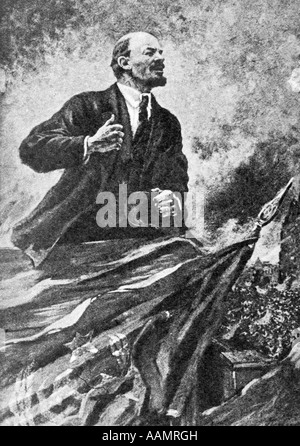 1910ER JAHRE VLADIMIR ILICH NIKOLAI LENIN 1870-1924 BOLSCHEWISTISCHEN FÜHRER UDSSR RUSSLAND RUSSISCHE REVOLUTION 1917 PLAKAT GEBEN SIE DRAMATISCHE PORTRÄT Stockfoto