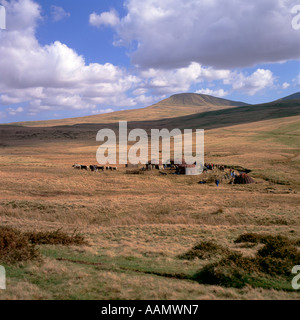 Das Disney King Arthur Filmset, Crew, Schauspieler in der Usk Valley Landschaft in der Nähe von Llanddeusant Brecon Beacons National Park Wales UK 2004 KATHY DEWITT Stockfoto