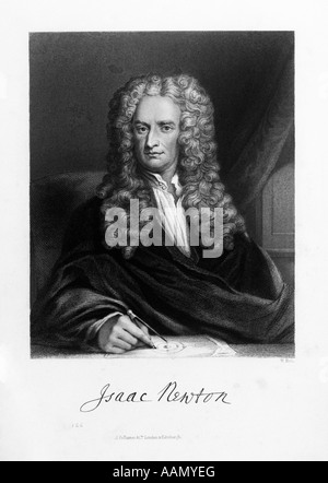 ZEICHNUNG PORTRAIT SIR ISAAC NEWTON ENGLISCHER MATHEMATIKER WISSENSCHAFTLER Stockfoto