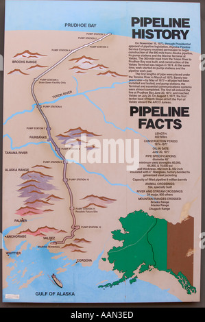 Diese Karte zeigt die Strecke der Trans Alsakan pipeline Stockfoto