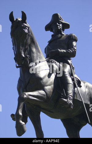 Erste Reiterdenkmal von George Washington befindet sich in der Boston Public Garden Boston Massachusetts USA Stockfoto