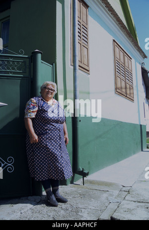 Hausfrau in einem sächsischen Stil Dorf in der Nähe von Brasov Stockfoto