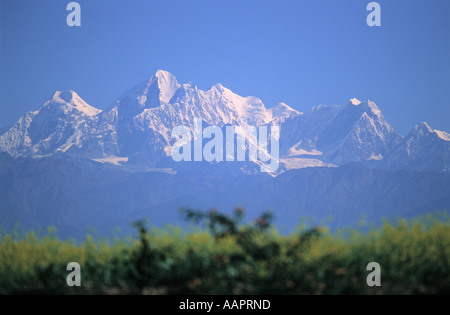 Ferne Jugal Himal wie gesehen von Dhulikhel Bereich Nepal Kathmandu-Tal Stockfoto