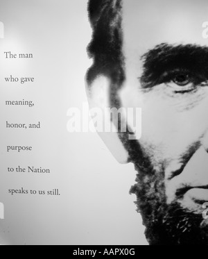 Bild von Abraham Lincoln am Memorial in Washington DC USA, Foto mit Half Face von Lincoln. Stockfoto