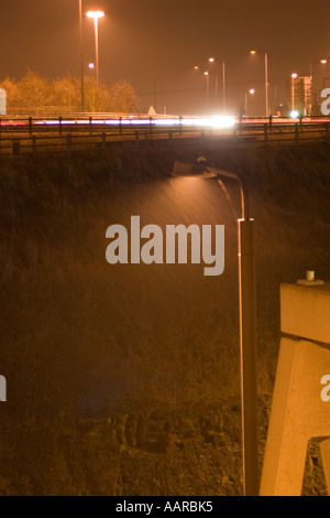 M62 M1 Kreuzung nachts Leeds, West Yorkshire Stockfoto