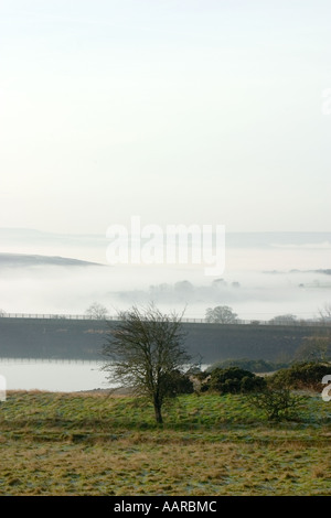 Nebel über Bingley Moor aus Baildon freier Platz für Text Stockfoto