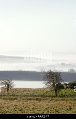 Nebel über Bingley Moor aus Baildon freier Platz für Text Stockfoto