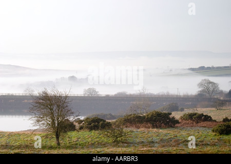 Nebel über Bingley Moor aus Baildon freier Platz für Text Stockfoto