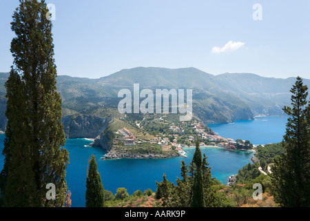 Assos von Assos Burg, Kefalonia, Ionische Inseln, Griechenland Stockfoto