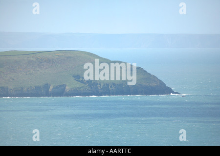 Baggy point North Devon zwischen Croyde Bay und Woolacombe.  Die Landzunge ist im Ozean Stockfoto