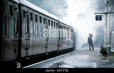 Sehen Sie Lokomotive von Sheringham Station auf die North Norfolk Railway Sheringham zu schützen. Stockfoto