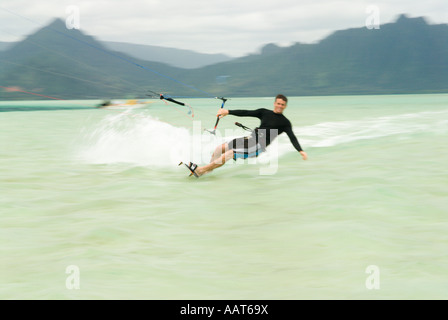 Kitesurfen Kaneohe Bay Hawaii Stockfoto