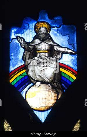 Schöpfung Fenster Kirche von St Anietus St Saint Neot Bodmin Moor Cornwall England UK Großbritannien GB Stockfoto