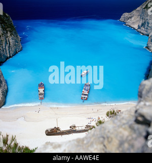 SCHIFFBRUCH AUF NAVAGIO STRAND IN ZAKYNTHOS GRIECHENLAND Stockfoto