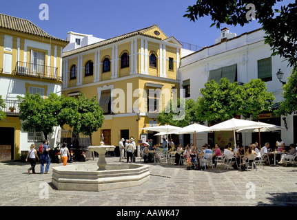 Sevilla, Cafe im Barrio Santa Cruz Stockfoto