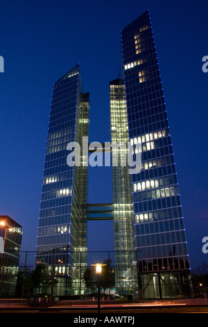 Highlight Towers bei Nacht, München, Upper Bavaria, Bavaria, Germany Stockfoto