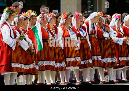 Folklore-Gruppe, Rosenfest, Karlovo, Bulgarien Stockfoto