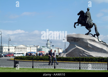 Peter der große der eherne Reiters auf Palace Embankment St. Petersburg Russland Stockfoto