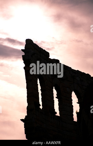 Der Roman Arena in der Abenddämmerung in Verona Italien Stockfoto