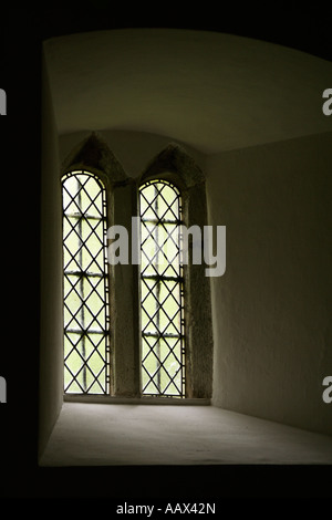 Bleihaltige Lichtfenster, Minster Kirche, Boscastle, North Cornwall, Südwestengland, England, UK. April 2007. Stockfoto