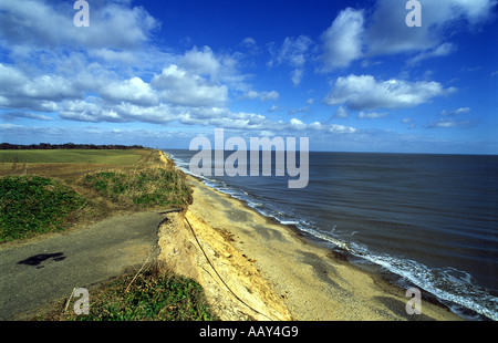 Covehithe in Suffolk, die den britischen Rekord für Küstenerosion und möglicherweise den Weltrekord hält. Stockfoto