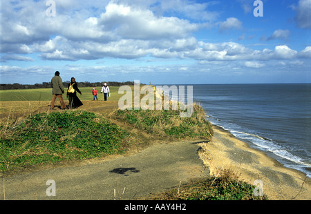 Covehithe in Suffolk, die den britischen Rekord für Küstenerosion und möglicherweise den Weltrekord hält. Stockfoto