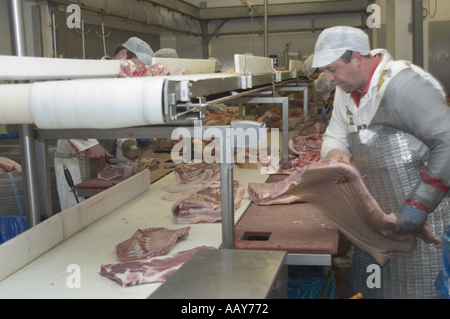 Rote Fleisch verarbeitenden Fabrik alle Bilder mit konzent des Eigentümers Stockfoto